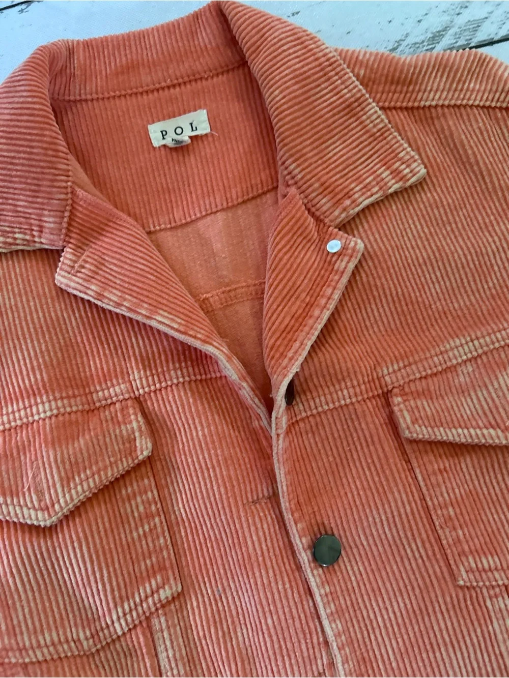 Sz L POL Orange Corduroy Crop Jacket 100% cotton